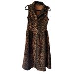 Lulus NWOT Levon Brown Leopard Print Denim Button Front Midi Dress Size Small Photo 3