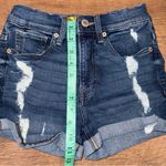 EXPRESS  Stretch+ Performance Shortie High Rise Distressed Denim Shorts Photo 5