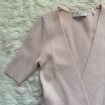 Sandro Dress Esmera Wrap Effect Stretch Knit V-neck Pastel Pink 36 Photo 5