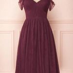 Bariano Australia Odette Tulle Midi Dress Wine Off Shoulder Sweetheart Photo 0
