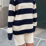 Brandy Melville Navy and White Striped Knit Sweater Photo 0