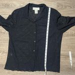 Susan Bristol Black Lace Sheer Top Button Down Shirt VTG 90s Y2K Witchy Size L Photo 4