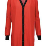 Tomas Maier Cotton Red Black Short Back‎ Long Front Asymmetrical Cardigan Sz 4 Photo 0