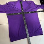 American Living  Sweater Women XL Purple Ruffle V-Neck Knit 3/4 Sleeve Sweatshirt Photo 1