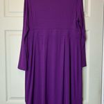 Eileen Fisher  V-Neck Surplice Dress Fig Purple Viscose Jersey NWT Size Large Photo 2