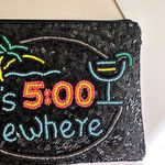 Anthropologie It's 5 O'Clock Somewhere Sequin Clutch, Black Photo 1