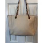 Coach TURNLOCK CHAIN TOTE 27 CHALK white or Pebble Leather Shoulder Bab Photo 4