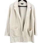 J.Crew Women’s Sweater Blazer Ivory Cotton Merino Wool Blend Open Front Size L Photo 0