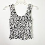 Japna  White Animal Spotted Smocked Sleeveless Tank Top Blouse Photo 1