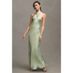 BHLDN Anthro  Selma Halter-Neck High Shine Satin Maxi Dress M Photo 2