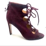 Nine West "UNFORGETTABLE" PURPLE SUEDE LACE UP BOOTIE STILETTO HEELS (6M) Photo 4