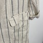 J.Jill Linen Blend Striped Cream Women's Blazer Cardigan Black Size L Photo 6