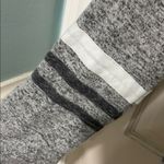 Lightweight fall hooded sweater with striped sleeves by MIX Gray Size 1X Photo 2