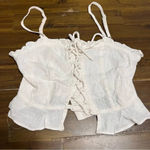 Princess Polly  Daphne Top Crop Linen Lace Up Boho Beachy Resort 0 XS Photo 1