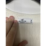 Hollister  Womens Sweater Top M White Ribbed Knit Long Sleeve Fitted Cropped Photo 5