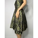 American Vintage Vintage 1950s Olive Gold Brocade Cocktail Dress with Boned Bodice  XS Photo 7