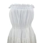Anthropologie YA Los Angeles Strapless Smocked Circle Eyelet Overlay Cutout Dress White Medium Photo 1