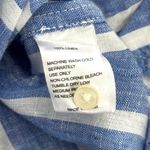 Trovata Birds of Paradis Margot Short Sleeve Camp Shirt Blue White Stripe Small Photo 8