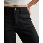 Quince Bella Stretch Patch pocket wide leg Black Cropped Jeans High Rise Utility Photo 1
