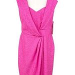 NEW Theia Collared Neck Cocktail Dress 870033 Bright Fuchsia Pink Womens Size 10 Photo 0