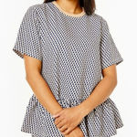 Addison Bay  Botanist Peplum Top Navy Tan XS Photo 0