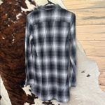 Fox Racing Black and White Plaid Extra Long Casual Button Down Shirt/Dress Photo 7