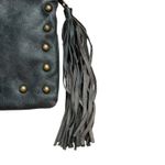 Brynn Capella Nikki Clutch Crossbody Studded Leather Bag Tassel Fringe Purse Gray Photo 6