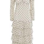 Zimmermann NWT  Concert Drawn Midi Dress White with Black Dots Embroidered Ruched Photo 0
