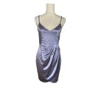 Lulus  Lavender Satin Draped Faux Wrap Mini Dress - Size L Cocktail Date night Photo 1