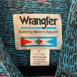 Wrangler Authentic Western Blue Aztec Print Vintage Button Down Shirt Medium Photo 1