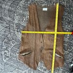 Transit Par Such Women’s Size 1 S Brown Woven Leather Sweater Back Button Vest Photo 7