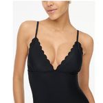 J.Crew NWT  Scalloped One-Piece Swimsuit in Solid Black BF041 Women's XS Photo 1