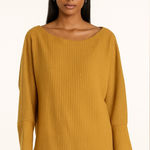 White Birch Mustard Yellow Women's Waffle Knit Sweater. Size-Small Photo 0