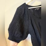 EXPRESS  Black Shimmer Loose Knit Puff Sleeve Mohair/Wool Blend Sweater Medium Photo 5