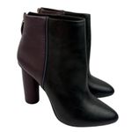 CAbi * Bisset Ankle Boots Womens 8 Heeled Color Block Black Burgundy Leather-6004 Photo 3