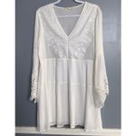 Altar'd State  White Long Bell Sleeve Lace Lined V-Neck Boho Dress Medium Photo 1