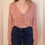LA Hearts PacSun  Pink Flowy Button-Front Cropped Top Size Medium Photo 0