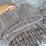 ZARA  crochet knit fringe sweater‎ tan women’s size M Photo 3