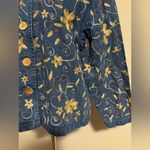 EUC Lifestyle Blue Denim Floral Embroidered Wooden Button Down Jacket size m Size M Photo 4