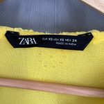 ZARA  Blouse Yellow Ruffle Sheer Button Tie Front Milkmaid Ruffle Coquette XS Photo 4