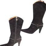 Donald Pliner Couture Suede Leather Boot Shoe New Western Rhinestone $450 NWT Black Size 9.5 Photo 4