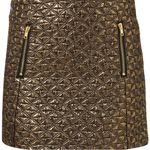 Topshop metallic gold & black embroidered/quilted miniskirt zipper accents, 4 Photo 1