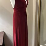 Windsor  Deep Red Plunging V-Neck Pleated Maxi Dress Size S Photo 4
