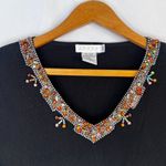 Adore Embellished Beaded Knit Sweater Dressy Boho Chic Black Size Medium Photo 2