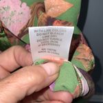 Rose + Olive Orange Pink & Green Floral Ruffle Tie Neck Short Sleeve Blouse 1X Photo 7