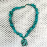 Turquoise Chunky Raw Stone Pendant Statement Necklace Summer Beach Resort Pool Green Photo 6