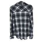Streetwear Society  Womens Button Down Shirt Side Slits Plaid Black White M Photo 1