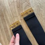 Black Thick Wide Stretchy Golden Slide Buckle Belt Size Small Photo 5
