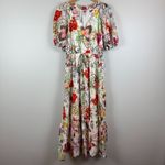 Anne Klein Maxi Dress Women S White Multi Floral Tier Ruffle Puff Sleeve Cottage Photo 1