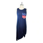 FIRST LOOK AMERICAN FLAG SLEEVELESS JERSEY TANK DRESS OR TUNIC TOP‎ SIZE SMALL Blue Photo 2